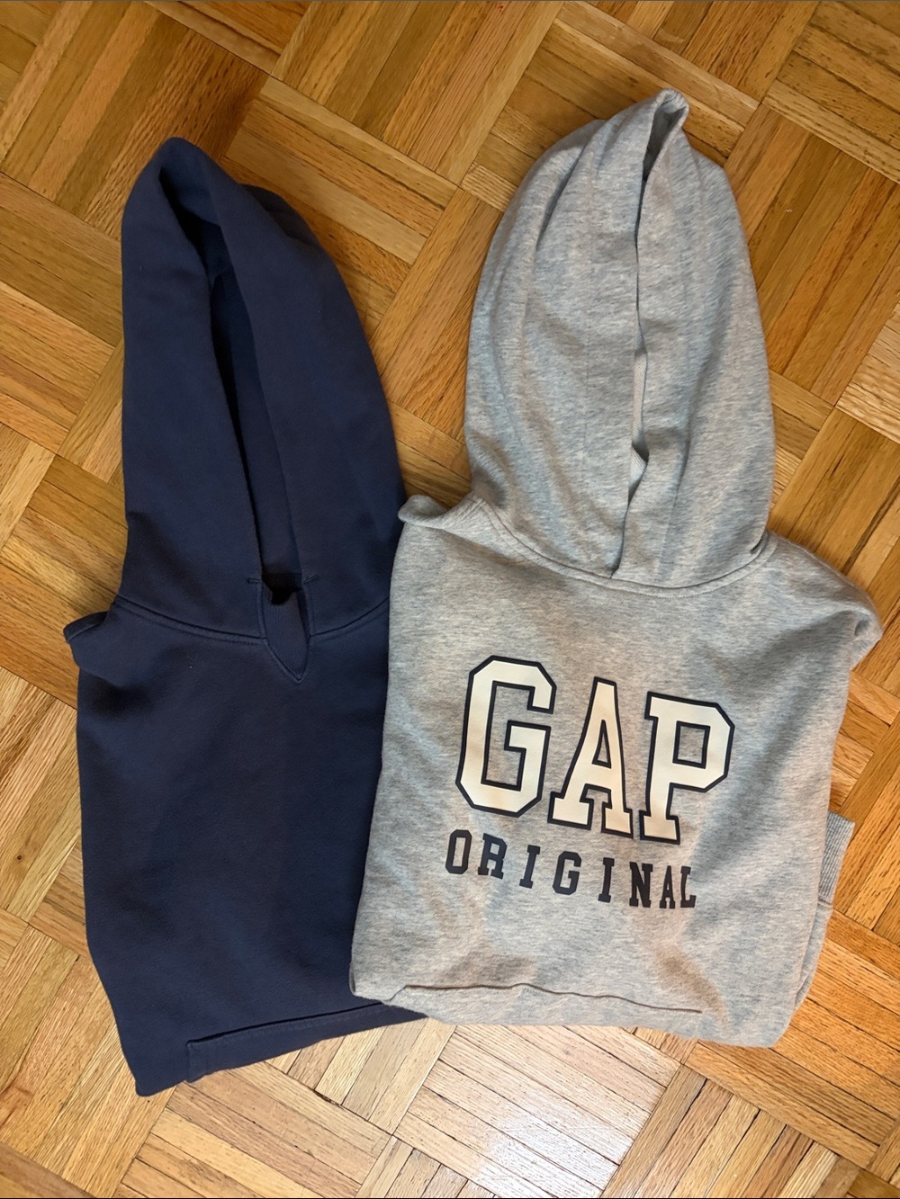 (2) GAP Kids Hoodies - Heather Gray & Navy Blue - Girl’s Medium / Large